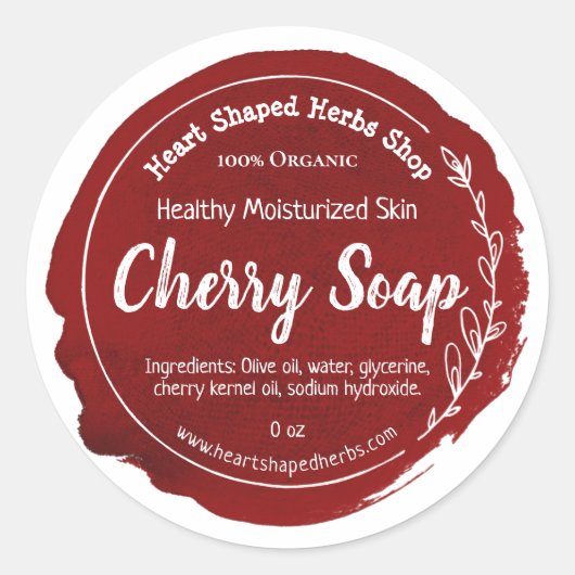  Cherry Soap Label Handmade Business (Voorkant)