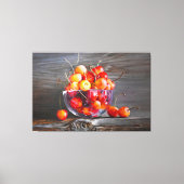 Cherry Still Life in Glass Stretched Canvas Print (Voorkant)