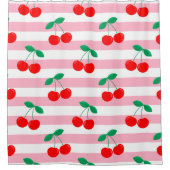 Cherry Stripe Pattern – Retro Fruit Gift & Decor Douchegordijn (Voorkant)