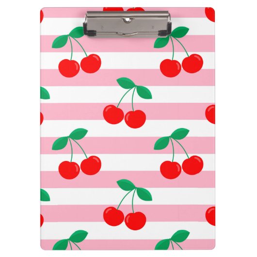 Cherry Stripe Pattern – Retro Fruit Gift & Decor Klembord (Voorkant)