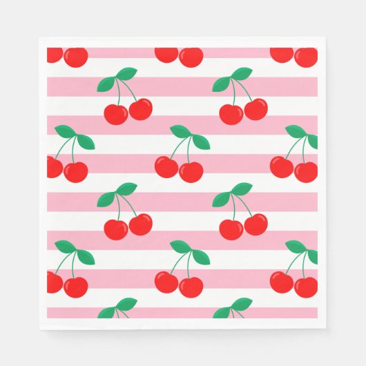 Cherry Stripe Pattern – Retro Fruit Gift & Decor Servet (Voorkant)