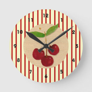 Cherry Stripe Wall Clock Ronde Klok