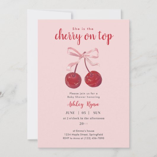 Cherry sur invitation Top Baby shower (Devant)