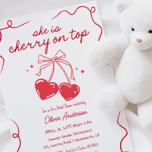 Cherry sur le Baby shower supérieur Invitation