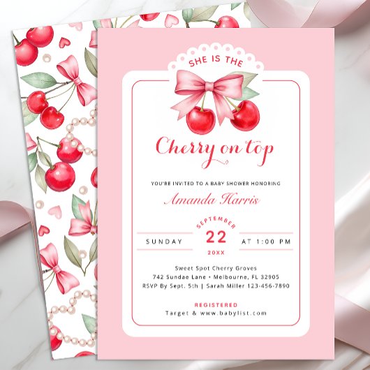 Cherry sur le Baby shower supérieur Invitation Cer