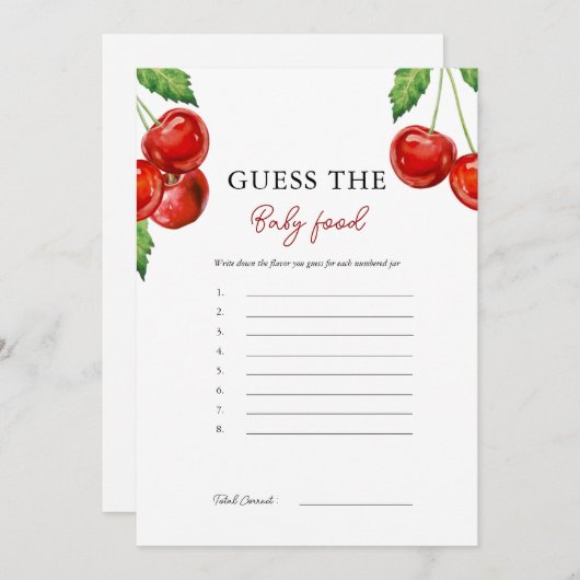 Cherry sur le dessus Devinez la carte de jeu pour (Devant / Derrière)