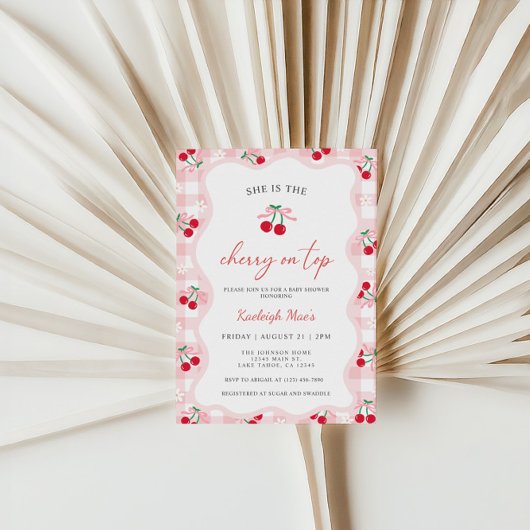 Cherry Sur Le Haut Bébé Douche Invitations
