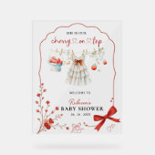 Cherry Sur Le Haut Pink Bow Baby Girl Douche Bienv (Recto)