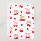 Cherry Sur Le Haut Pink Bow Girl Invitation Annive (Dos)