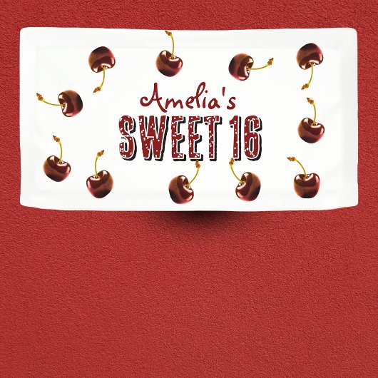 Cherry Sweet 16 Gepersonaliseerde partij Spandoek