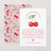 Cherry Sweet Baby shower Bedankt Card (Voorkant / Achterkant)