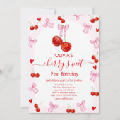 Cherry Sweet Birthday Cherries 1st Birthday Kaart (Voorkant)