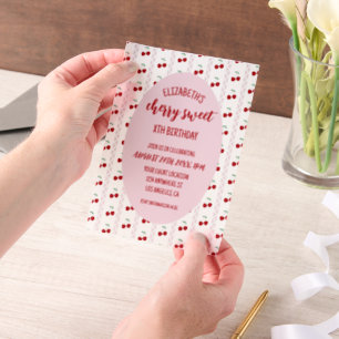 Cherry Sweet Birthday Vellum Uitnodigingen
