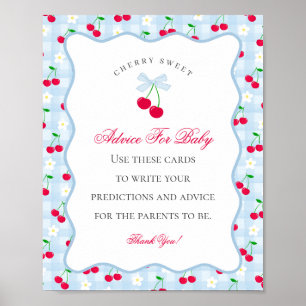 Cherry Sweet Blue Coquette Boog Advies voor Baby Poster