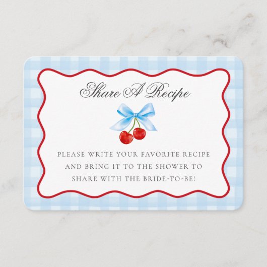 Cherry Sweet Blue Coquette Bow Deel een Recept Kaa Informatiekaartje (Voorkant)