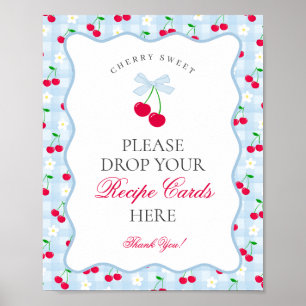 Cherry Sweet Blue Coquette Bow Deel een Receptteke Poster