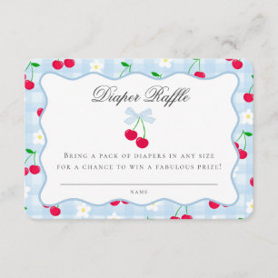 Cherry Sweet Blue Coquette Bow Luier Raffle Kaart