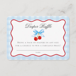 Cherry Sweet Blue Coquette Bow Luier Raffle Kaart