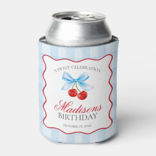 Cherry Sweet Blue Coquette Bow Verjaardagsgunst Blikjeskoeler