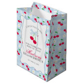 Cherry Sweet Blue Coquette Bow Vrijgezellenfeest F Medium Cadeauzakje (Voorkant Gekanteld)