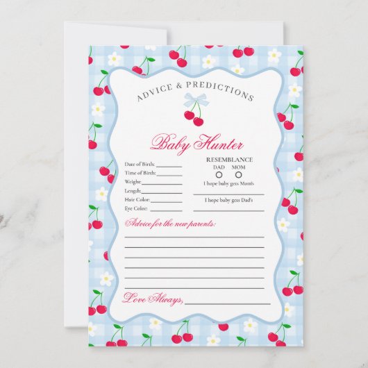 Cherry Sweet Blue Coquette Conseils pour la carte (Devant)