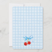 Cherry Sweet Blue Coquette Gingham eerste verjaard Kaart (Achterkant)
