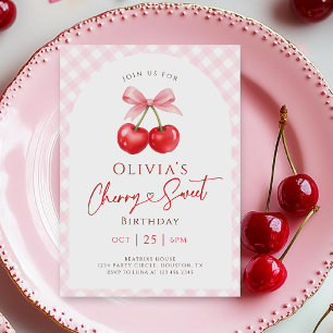 Cherry Sweet Girl Verjaardagsfeestje Kaart