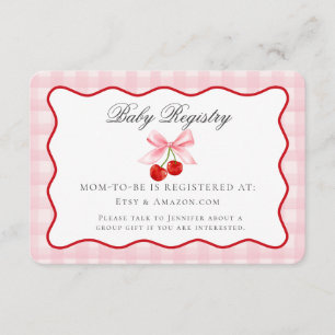 Cherry Sweet Pink Coquette Bow Baby Registry Kaart
