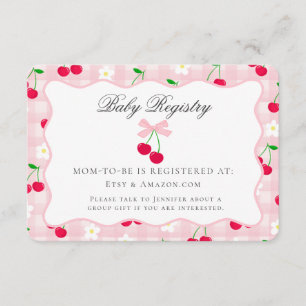 Cherry Sweet Pink Coquette Bow Baby Registry Kaart