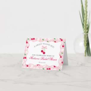 Cherry Sweet Pink Coquette Bow Dank u kaart