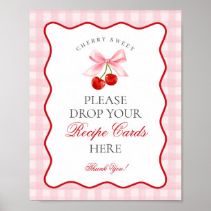 Cherry Sweet Pink Coquette Bow Deel een Receptteke Poster