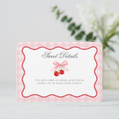 Cherry Sweet Pink Coquette Bow Details Kaart invoe (Staand voorkant)