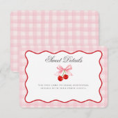 Cherry Sweet Pink Coquette Bow Details Kaart invoe (Voorkant / Achterkant)