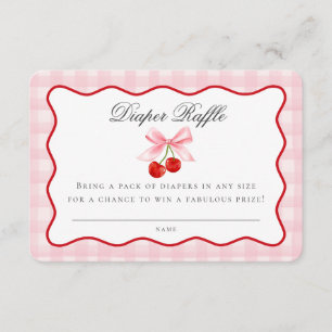 Cherry Sweet Pink Coquette Bow Luier Raffle Kaart