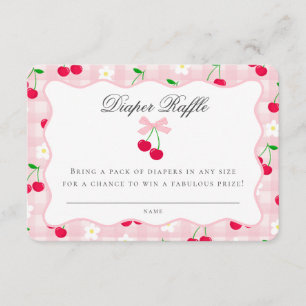 Cherry Sweet Pink Coquette Bow Luier Raffle Kaart