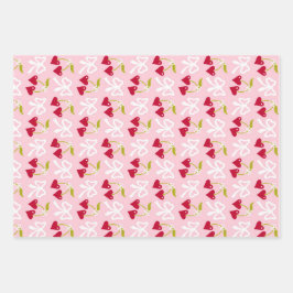 Cherry Sweet Preppy Roze en Rood Tiener Kinder Mei Inpakpapier Vel
