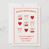 Cherry Sweet Red Bows Bachelorette Invitation (Devant)