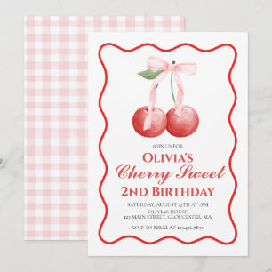 Cherry Sweet Roze Strik prettige verjaardag Kaart
