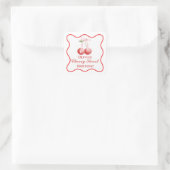 Cherry Sweet verjaardag Pink Bow Gingham Vierkante Sticker (Tas)