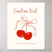 Cherry Theme Aangepaste Tekst Tabel Teken Poster (Voorkant)
