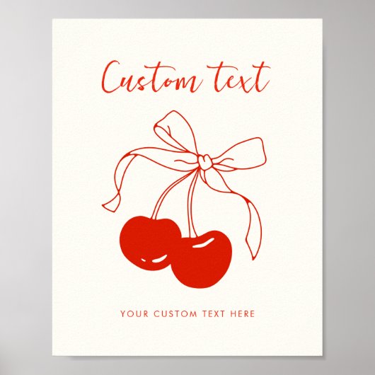 Cherry Theme Aangepaste Tekst Tabel Teken Poster (Voorkant)