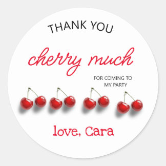 Cherry Theme Baby Birthday Party Classic Round Ronde Sticker