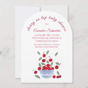 Cherry Theme Waterverf Baby shower Uitnodiging
