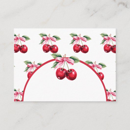 Cherry Top Coquette Bow Baby shower Luier Raffle Informatiekaartje (Achterkant)
