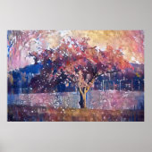 Cherry Tree Blossom Abstract Landscape Poster (Voorkant)
