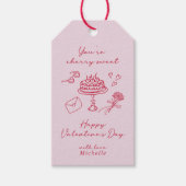 Cherry Valentijnsdag Pink Bow Cadeaulabel (Voorkant)