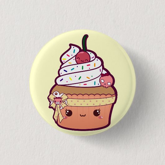 Cherry Vanilla Cupcake Ronde Button 3,2 Cm (Voorkant)