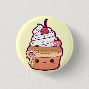 Cherry Vanilla Cupcake Ronde Button 3,2 Cm