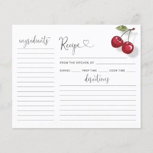 Cherry Vrijgezellenfeest Recept Kaart (Voorkant)