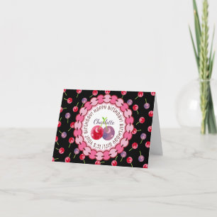 Cherry Waterverf Birthday Kaart